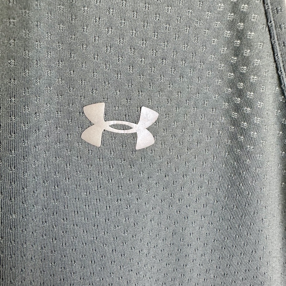 UA HeatGear Blue Gray Racerback Mesh Tank XL workout gym Fitness Running Sporty - Picture 3 of 6